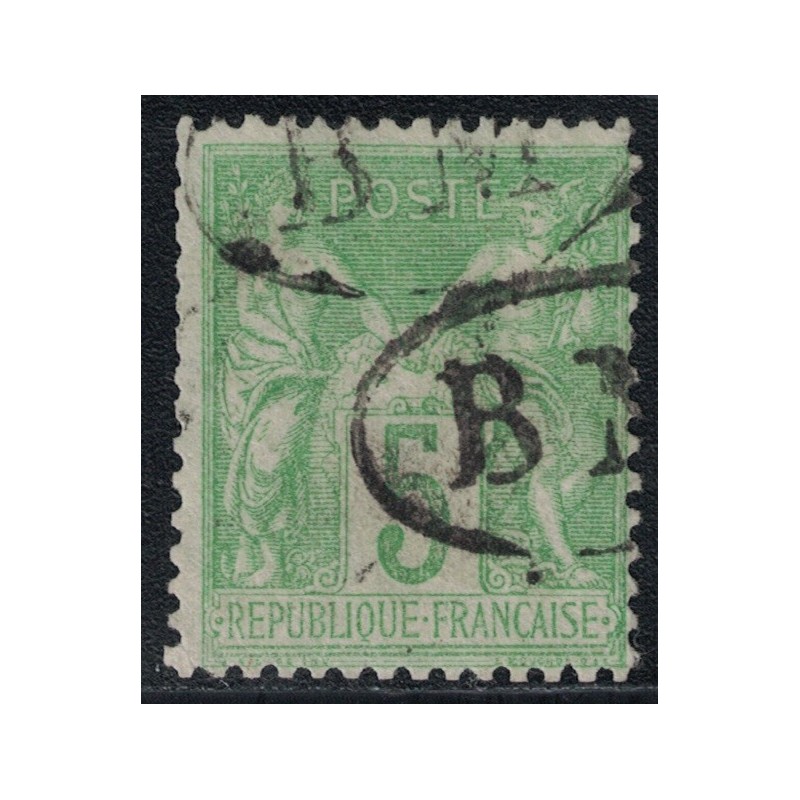 No102 - 5c SAGE VERT-JAUNE - CACHET BM DANS UN OVALE - BOITE MOBILE.