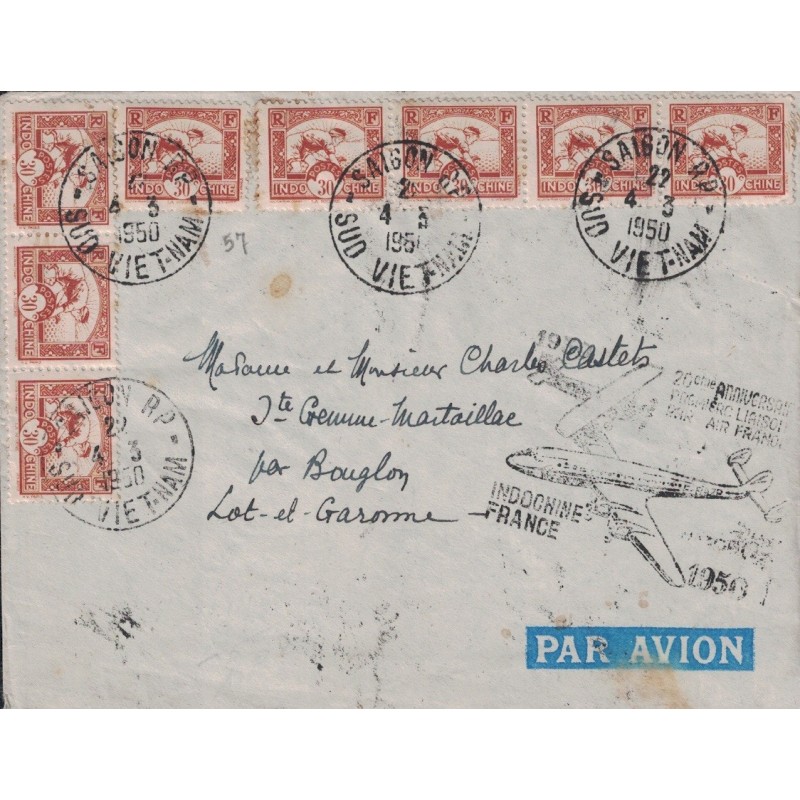 INDOCHINE - 20e ANNIVERSAIRE 1er LIAISON AIR FRANCE 1930-1950 - PAR CONSTELLATION