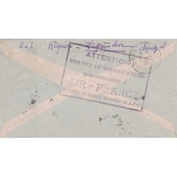 SENEGAL - ZIGUINCHOR - 1 AVRIL 1938- LETTRE AVION - VERSO GRIFFE "ATTENTION UTILISEZ LE SERVICE AERIEN AIR FRANCE.