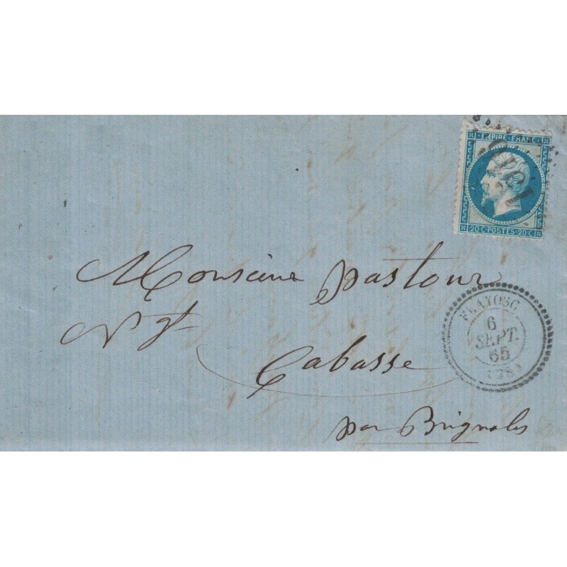 VAR - FLAYOSC - T22 - EMPIRE - No22 OBLITERATION GC1516 - LE 6-9-1865.