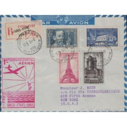 PARIS AVIATION - 1eR SERVICE AERIEN FRANCE ETATS-UNIS - LE 24-5-1939 - SUPERBE AFFRANCHISSEMENT.