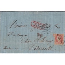 TURQUIE - CONSTANTINOPLE - No031 - 40c EMPIRE - OBLITERATION GC5083 - PAQUEBOT DE LA MEDITERRANEE - 23-3-1870.