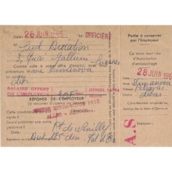 MULLER - 0.20c BLEU - CARTE POSTALE DE SERVICE DU BUREAU DE LA MAIN-D'OEUVRE - AVEC TALON - COTE 175€.