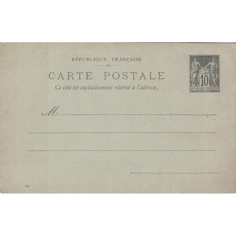 SAGE - CARTE POSTALE - 10c - REPUBLIQUE FRANCAISE.