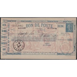 SEMEUSE LIGNEE - BON DE POSTE - CORREZE - BRIVE -8-5-1907 - AVEC RECIPISSE.