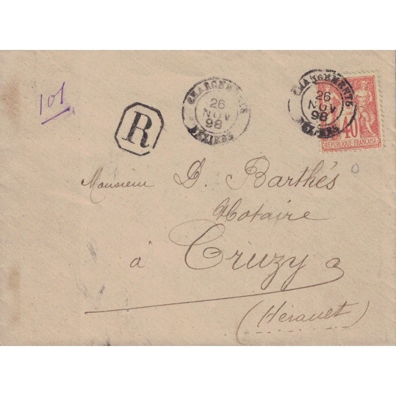 HERAULT - BEZIERS - CHARGEMENT - SAGE - N°94 SEUL SUR LETTRE DU 26 NOVEMBRE 1898.