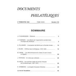 DOCUMENTS PHILATELIQUES - No142 - OCTOBRE 1994 - VOIR SOMMAIRE.