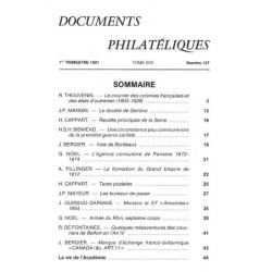 DOCUMENTS PHILATELIQUES - No127 - JANVIER 1991 - VOIR SOMMAIRE.