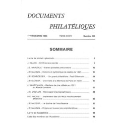 DOCUMENTS PHILATELIQUES - No143 - JANVIER 1994 - VOIR SOMMAIRE.