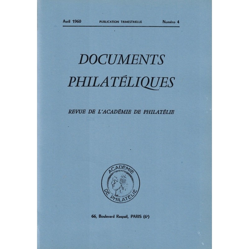 DOCUMENTS PHILATELIQUES - No004 - avril 1960 - REEDITION.