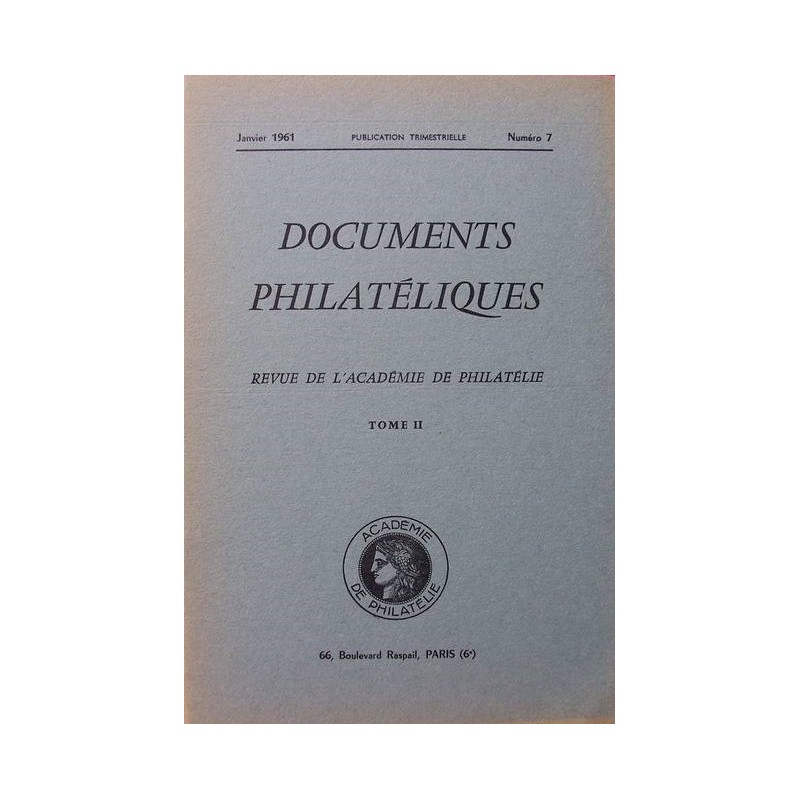 DOCUMENTS PHILATELIQUES - No007 - JANVIER 1961.