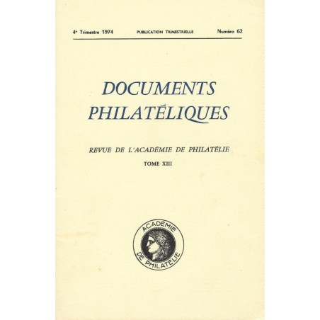 DOCUMENTS PHILATELIQUES - No062 - OCTOBRE 1974.