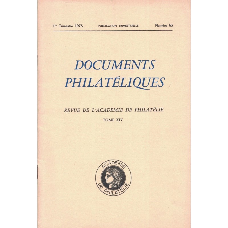 DOCUMENTS PHILATELIQUES - No063 - JANVIER 1975.