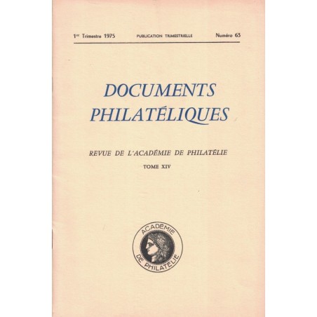 DOCUMENTS PHILATELIQUES - No063 - JANVIER 1975.