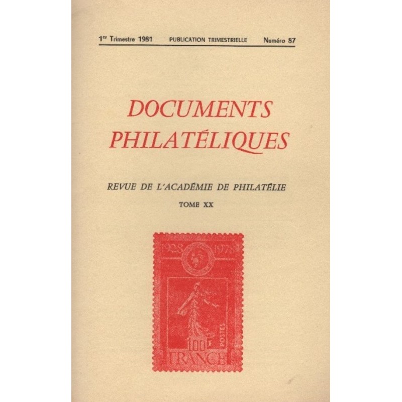 DOCUMENTS PHILATELIQUES - No087 - JANVIER 1981.