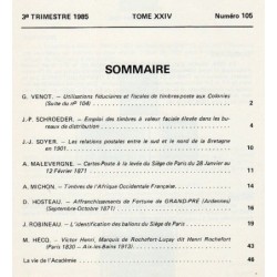 DOCUMENTS PHILATELIQUES - No105 - JUILLET 1985.