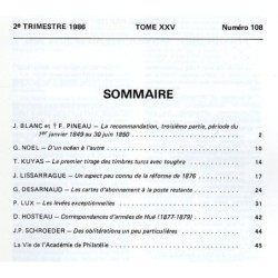 DOCUMENTS PHILATELIQUES - No108 - AVRIL 1986.