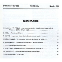 DOCUMENTS PHILATELIQUES - No108 - AVRIL 1986.