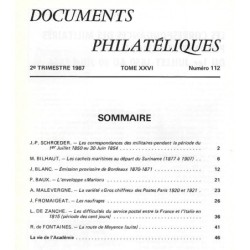 DOCUMENTS PHILATELIQUES - No112 - AVRIL 1987.
