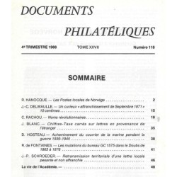 DOCUMENTS PHILATELIQUES - No118 - OCTOBRE 1988.
