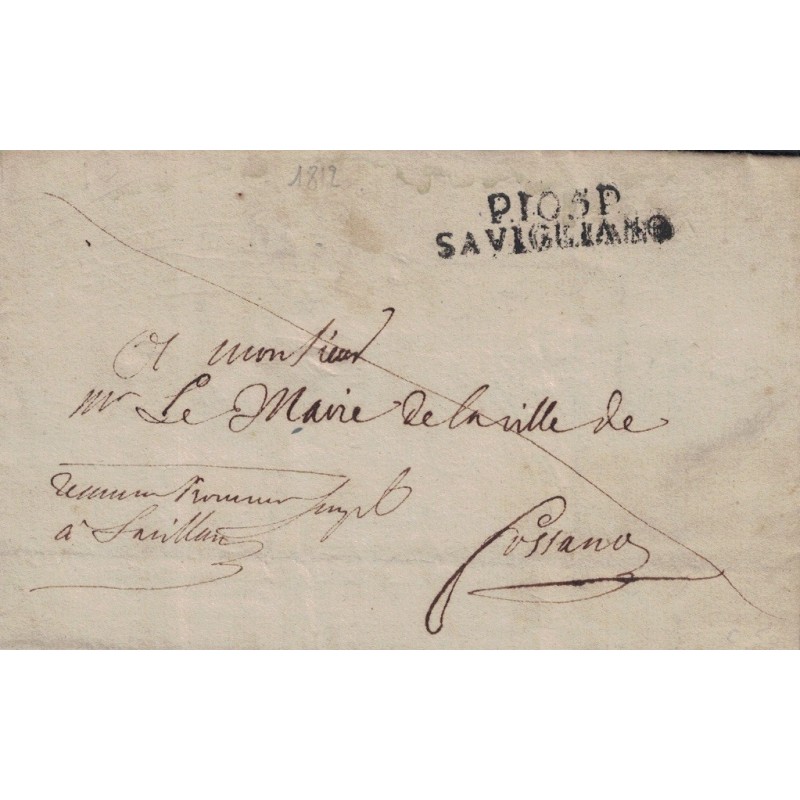 ITALIE - DEPARTEMENT CONQUIS - LA STURA -P 105 P SAVIGLIANO - 9 JUILLET 1812 - PROCUREUR IMPERIAL.. ITALIE - DEPARTEMENT CONQUIS - LA STURA -P 105 P SAVIGLIANO - 9 JUILLET 1812 - PROCUREUR IMPERIAL..