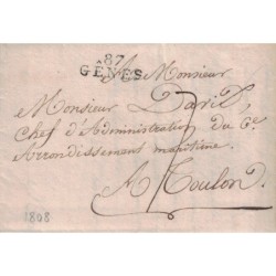 ITALIE - DEPARTEMENT CONQUIS - DE GÊNES - 87 GÊNES - 26 SEPTEMBRE 1808.