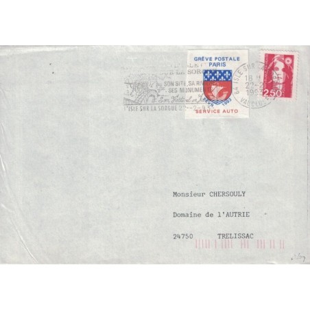 PARIS - GREVE POSTALE PARIS FEVRIER 1993 SERVICE AUTO - LE 22-2-1993 - VIGNETTE GREVE N°52.