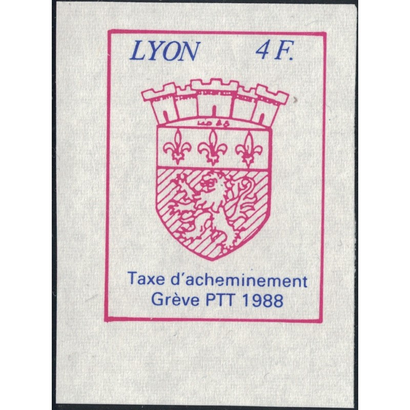 TIMBRE DE GREVE - No43 - 4F - VILLE DE LYON - COTE 17€