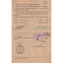 PROCURATION POSTALE-RARE DOCUMENT AVEC TIMBRE FISCAL 1946 DE COURBEVOIE SEINE