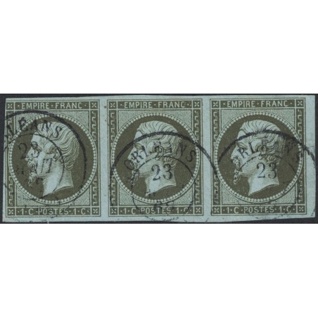 No011 - EMPIRE - BANDE DE 3 - CAD ORLEANS - COTE 375€ - 1 AU FILET.