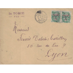 MAROC - FEZ-MELLAH - TYPE BLANC SURCHARGE PROTECTORAT FRANCAIS - 17-5-1915- LETTRE POUR LA FRANCE