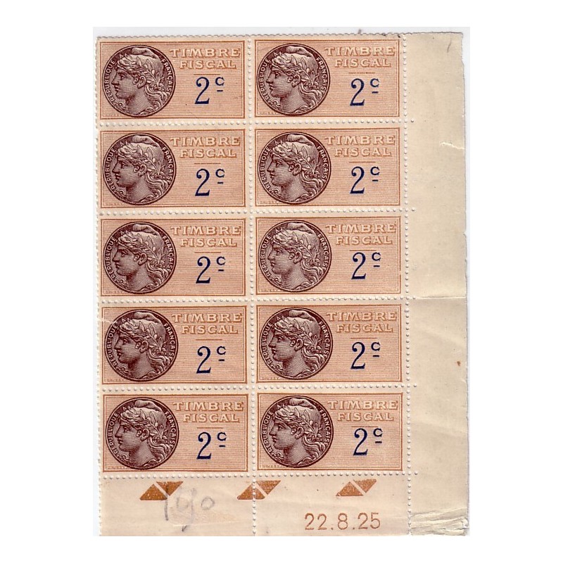 SERIE DAUSSY No2- BLOC DE 10 COIN DATE NEUF-22-8-25 - FORTE COTE 130€ - RARE