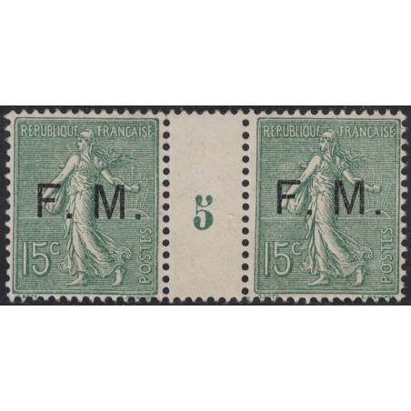 FM No002 - 15c SEMEUSE SURCHARGE FM AVEC MILLESIME 5 - COTE 530€.