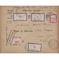 NORD - ROUBAIX - COURS D'INSTRUCTION - LETTRE RECOMMANDEE VALEUR DECLAREE 20 000F - COURS PRATIQUES DES POSTIERS.