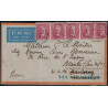 VICTOR HUGO - BANDE DE 5 + PAIX ET SEMEUSE - KOBE A MARSEILLE N°5 - 9-12-1934 - LETTRE BATEAU AVION POUR NANTES.