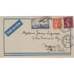 SEMEUSE-PAIX-PA - MARSEILLE A KOBE N°2 - LETTRE BATEAU AVION DU 3-12-1937 POUR MARSEILLE.