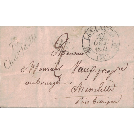 SAONE & LOIRE - 70 CHAUFAILLE CURSIVE - DECIME RURAL NOIR ET CAD T12 LA CLAYTTE 27 OCTOBRE 1832.