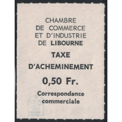 TIMBRE DE GREVE - N°05 Y&T (MAURY N°10) - GREVE DE LIBOURNE 0.50F NOIR - COTE 40€.