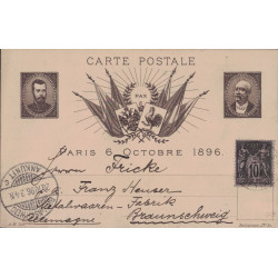 SAGE - PSEUDO ENTIER - 10c SAGE - FRANCE-RUSSIE - VISITE DU TSAR - CARTE POUR L'ALLEMAGNE.