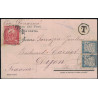 PEROU - HUARAS - CARTE POSTALE TAXEE AVEC 2c BANDEROLLE DU 5-12-1907 POUR LA FRANCE.