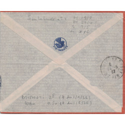 SEMEUSE & CORNEILLEx3 - KOBE A MARSEILLE N°4 - LE 25-5-1937 - LETTRE BATEAU AVION POUR AMBERIEU - AIN.