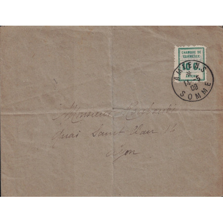 TIMBRE DE GREVE - No01 - CHAMBRE DE COMMERCE DE D'AMIENS SUR LETTRE DU 14-5-1909.