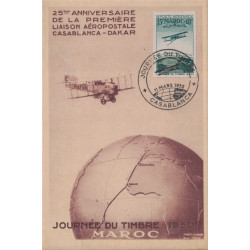 MAROC - CASABLANCA - JOURNEE DU TIMBRE 1950 - CARTE LOCALE - PEU COURANTE.