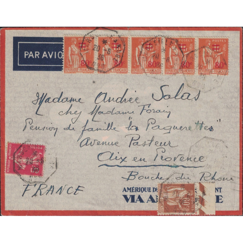 PAIX & SEMEUSE - MARSEILLE A KOBE N°8 - LETTRE BATEAU AVION DU 20-6-1936 POUR LA FRANCE.