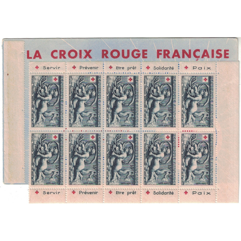 CROIX ROUGE - CARNET DE 1952 - COTE CARNET 550€ - BLOC DETACHE DE LA COUVERTURE.