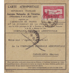VAL DE MARNE - VINCENNES - CARTE AEROPOSTALE - JOURNEE NATIONALE DE L'AVIATION -8 ET 9 JUIN 1930.