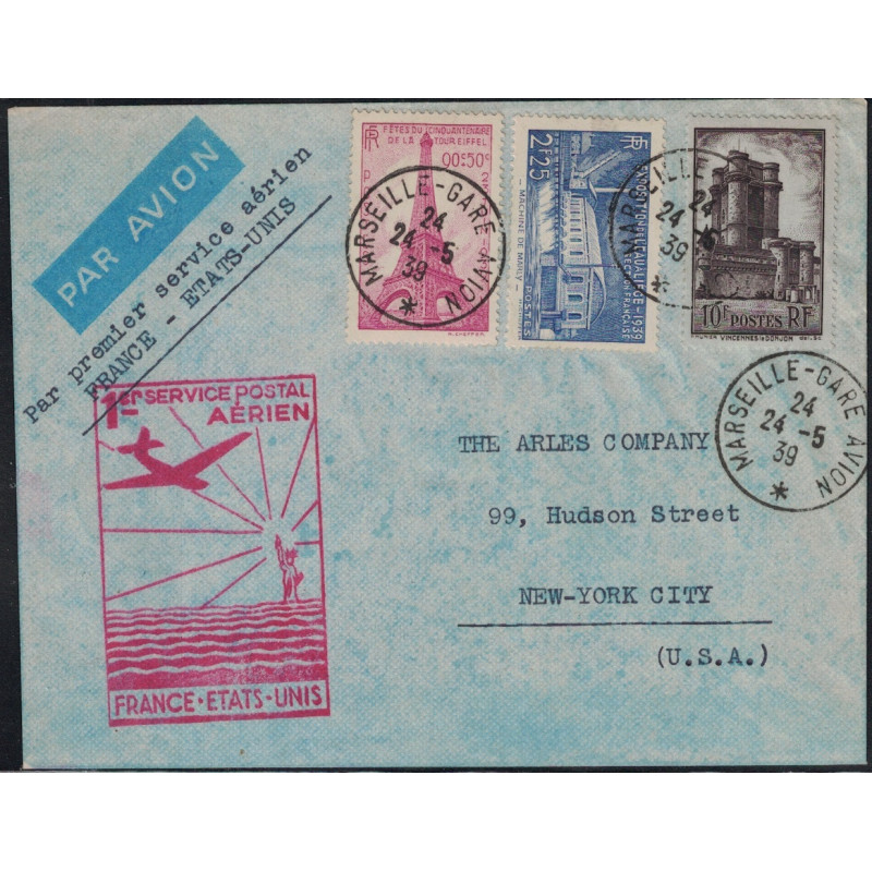 copy of POSTE AERIENNE-1er SERVICE POSTAL AERIEN FRANCE ETATS UNIS.