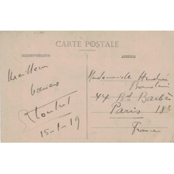 CONGO BELGE - BOMA - BEL AFFRANCHISSEMENT SUR CARTE POSTALE LA GARE DE BOMA POUR LA FRANCE - 15-1-1919.