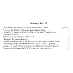 LE TIMBRE FISCAL - N°85 - MARS 2006 - SOCIETE FRANCAISE DE PHILATHELIE FISCALE.