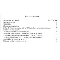 LE TIMBRE FISCAL - N°84 - OCTOBRE 2005 - SOCIETE FRANCAISE DE PHILATHELIE FISCALE.